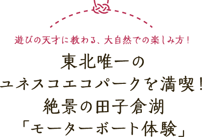 遊びの天才に教わる、大自然での楽しみ方！ 東北唯一のユネスコエコパークを満喫！ 絶景の田子倉湖「モーターボート体験」